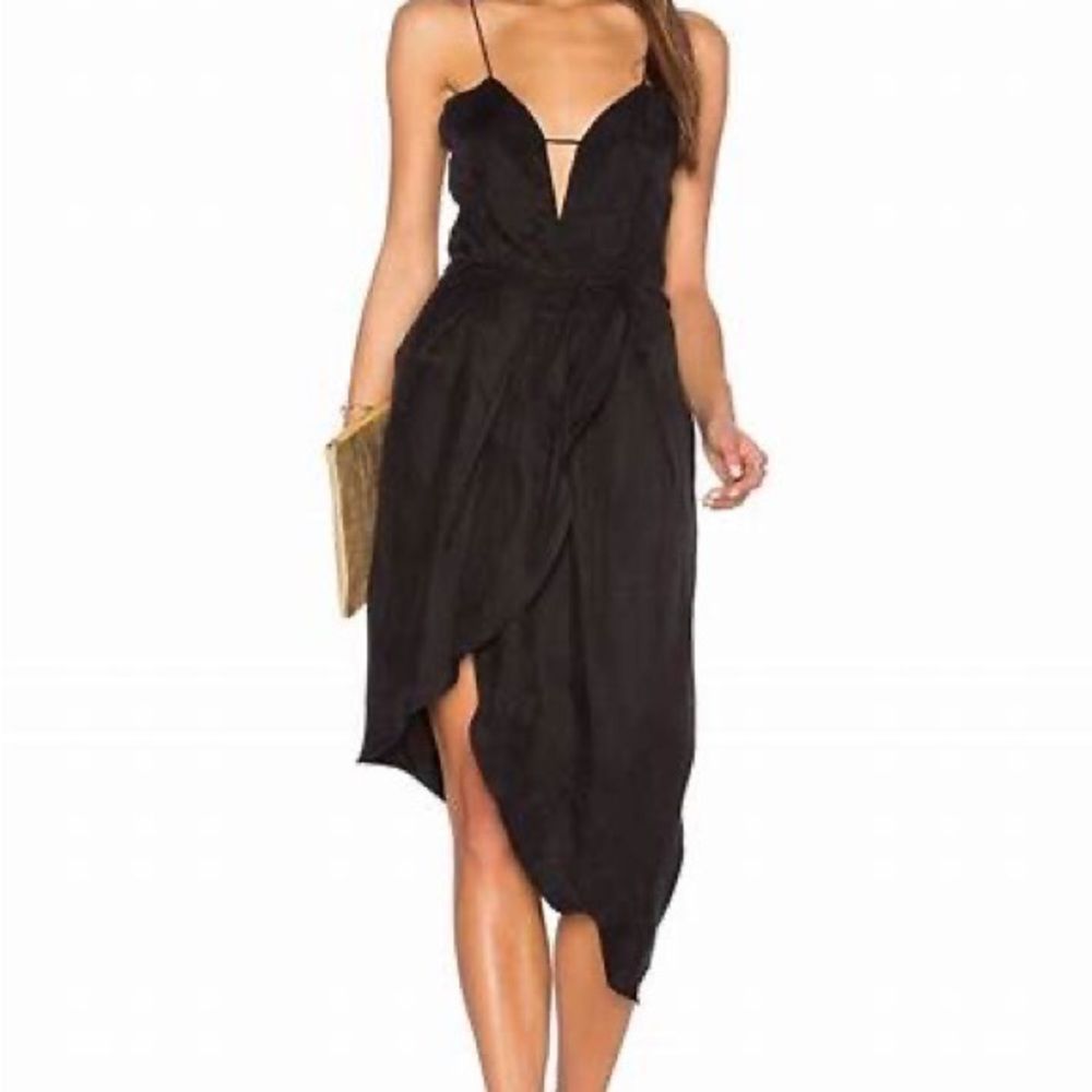 Elliatt Black Asymmetrical Midi Dress with Spaghetti Straps - Picture 4 of 7